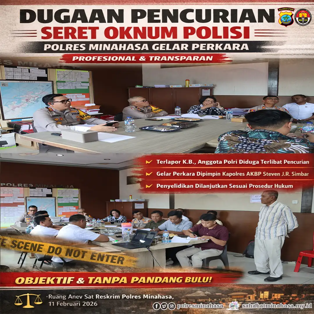 Dugaan Pencurian Seret Oknum Polisi, Polres Minahasa Gelar Perkara Secara Profesional dan Transparan